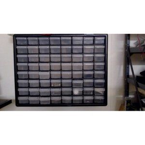 64 Drawer Plastic Parts Storage Hardware and Craft Cabinet, 20" x 15.75", Black